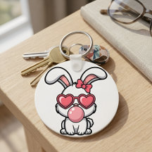 Sweet Kawaii Rabbit with Pink Bow & Heart Shades 