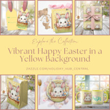 Vibrant Happy Easter in a Yellow Background