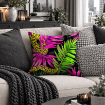 Modern abstract neon colors jungle pillows