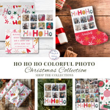Modern Ho Ho Ho Coloful Photo Christmas Collection
