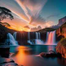 Tranquil Cascades Sunset Serenity Collection