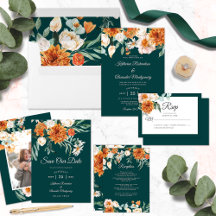 Elegant Burnt Orange Floral Autumn Wedding Suite