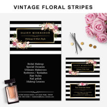 Matching items: Vintage Floral Black White Stripes