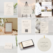 Elegant Minimalist Script Ivory Cream Wedding