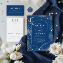 Night Sky Stars and Crescent Moon