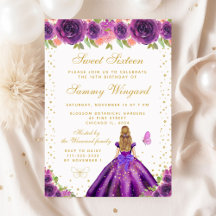 Dark Purple Floral Princess Birthday
