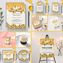 Gold Sunflower Honeycomb Honeybee Baby Shower
