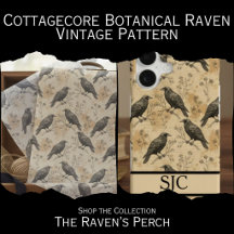 Cottagecore Botanical Raven-Vintage Pattern