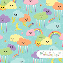 Kawaii Cute Cloud Sun Moon Gender Neutral Pattern