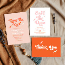 Retro Coral Pink Orange Wedding Suite