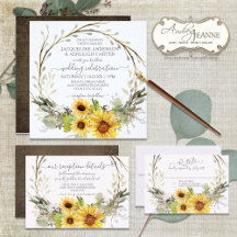 Rustic Sunflower Wood Watercolor Wedding