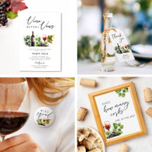 Elegant Watercolor Vino Before Vows Wedding Shower