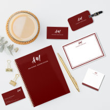 Two Monogram Casual Script   Maroon Red