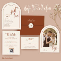 Terracotta Cream Handwritten Calligraphy Wedding