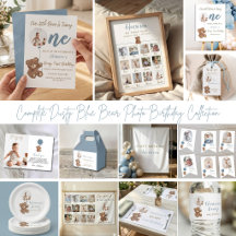 Complete Dusty Blue Bear Photo Birthday Collection