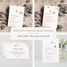 Winter Red & Gold Christmas Bauble Wedding