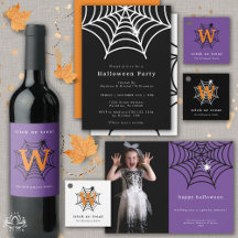 Halloween Spider Web Monogram Initial 