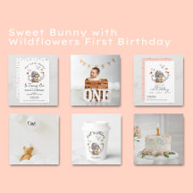 Sweet Bunny with Wildflowers First Birthday