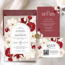 Ruby red and white floral wedding