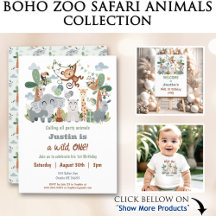  Boho ZOO Safari Animals 1st Birthday