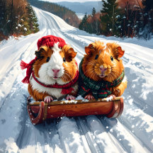 Guinea Pigs Christmas Sled Ride