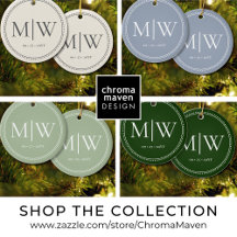 Minimalist Newlyweds Monogram Ornaments