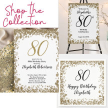 80th birthday gold sequins party supplies