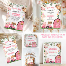 Farm Pink Barn Tractor Birthday Party Decor 