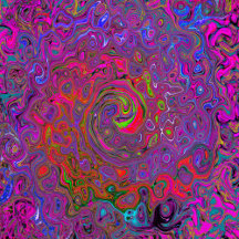 Psychedelic Groovy Magenta Retro Liquid Swirl