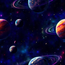 Outer Space, Galaxy, Stars and Plants 