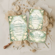 Green Floral Gold Garden Quinceañera