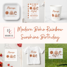Modern Boho Rainbow Sunshine Birthday