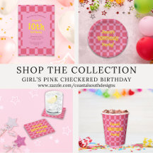 Girl's Pink Checkered Birthday
