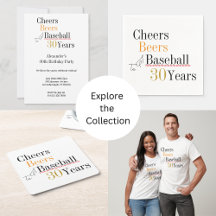 30th Birthday Baseball Party Cheers Beers Minimal