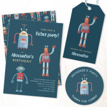 Robot Party Invitations and Supplies