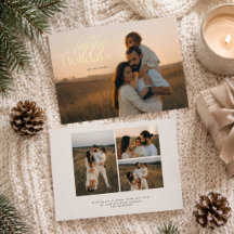 Modern Minimalist Trendy Gold Script Holiday Card