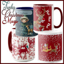 Whimsical Novel Funky Nostalgic Christmas Mugs 