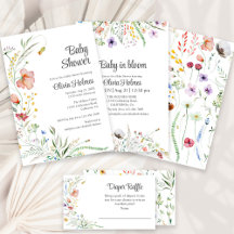 Watercolor Wildflower Meadow Baby Shower Suite
