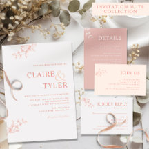 Modern Elegant Typography Blush Pink Peach Wedding