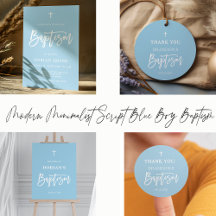 Minimalist Scripture Blue Boy Baptism Set