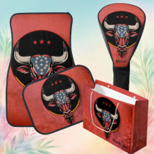 Patriotic bull head, an American bull.