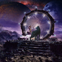 A fairy and a dark wolf