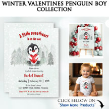 Winter Valentines Penguin Boy Baby Shower