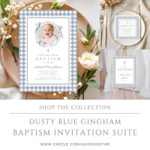 Dusty Blue Gingham Baby Boy Baptism