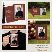 Dark Red Gold Modern Typography Graduation