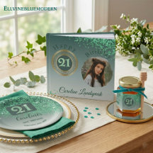 Glamorous Green & Gold Glitter   21st Birthday