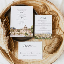 ROME Italy Watercolor Skyline Destination Wedding