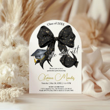 Glamour Coquette Black/Gold Bow Graduation Event