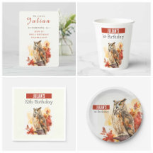 Fall Watercolor Owl - Kids Birthday Party