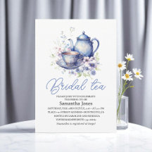 Blue Teacup & Teapot Watercolor Bridal Shower 